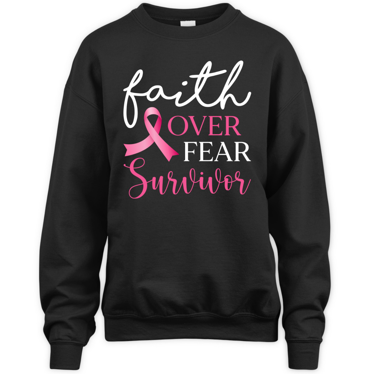 Faith Over Fear Survivor Pink Ribbon Breast Cancer Warrior T-Shirt Faith Over Fear Survivor Pink Ribbon Breast Cancer Warrior T-Shirt