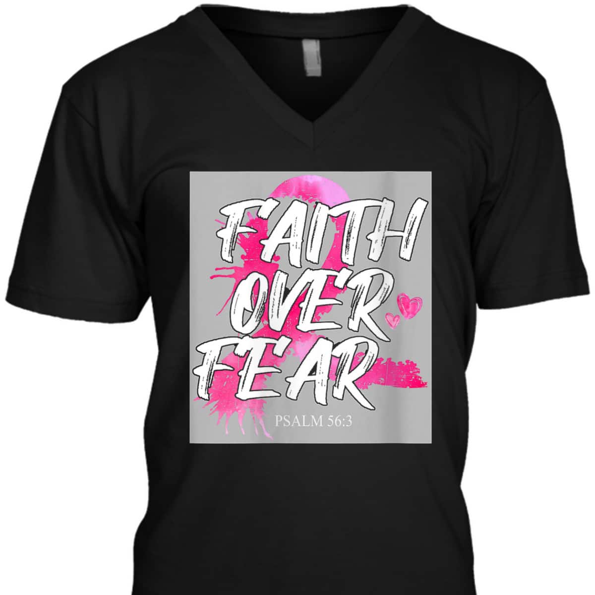 Faith Over Fear Breast Cancer Awareness Pink Ribbon Warrior T-Shirt