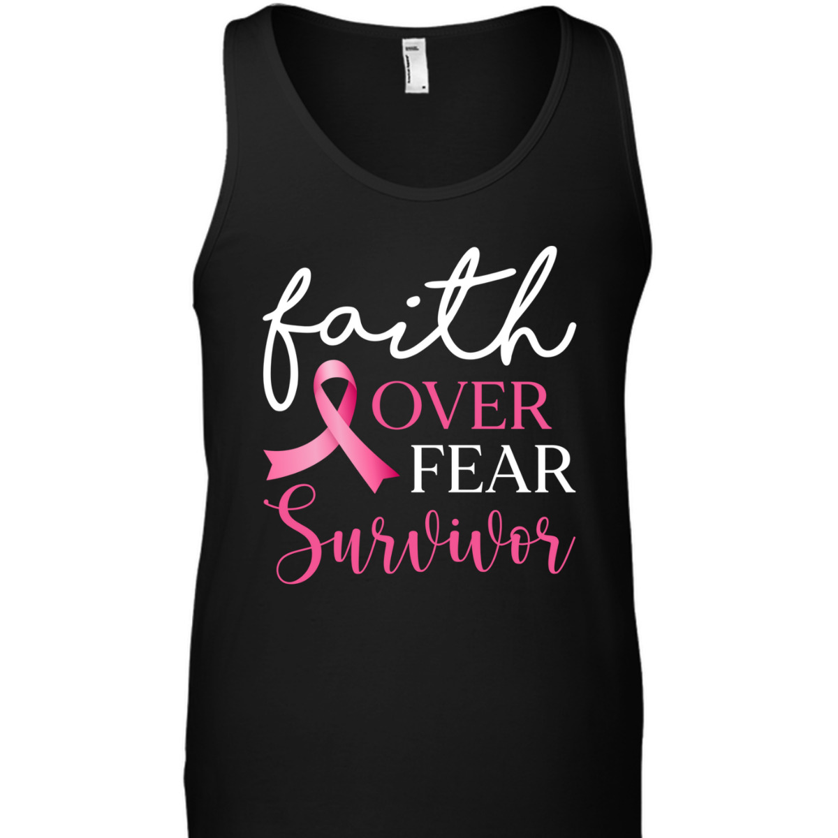 Faith Over Fear Survivor Pink Ribbon Breast Cancer Warrior T-Shirt