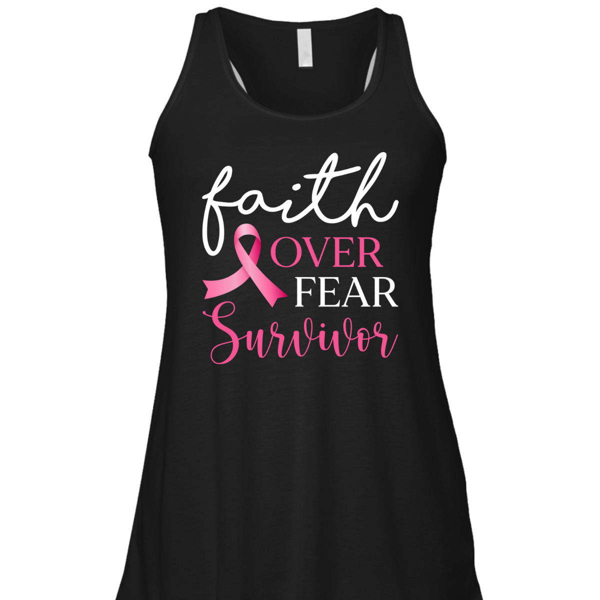 Faith Over Fear Survivor Pink Ribbon Breast Cancer Warrior T-Shirt