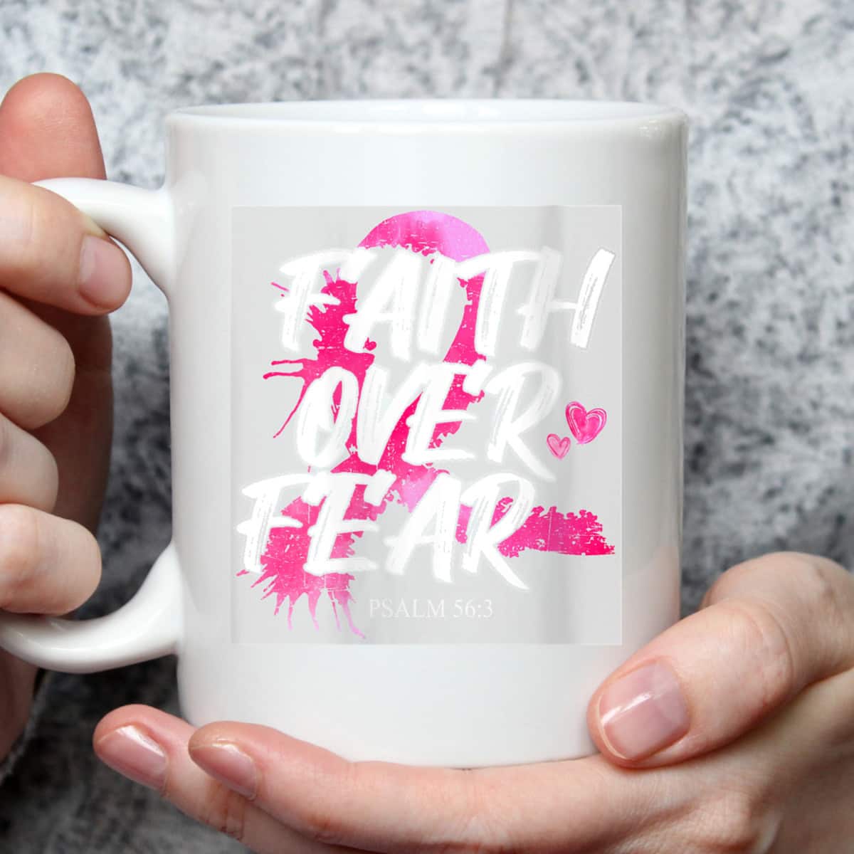 Faith Over Fear Breast Cancer Awareness Pink Ribbon Warrior T-Shirt