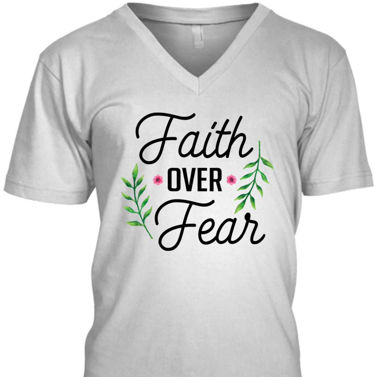 Faith Over Fear T-Shirt Floral Christian Religion Gift
