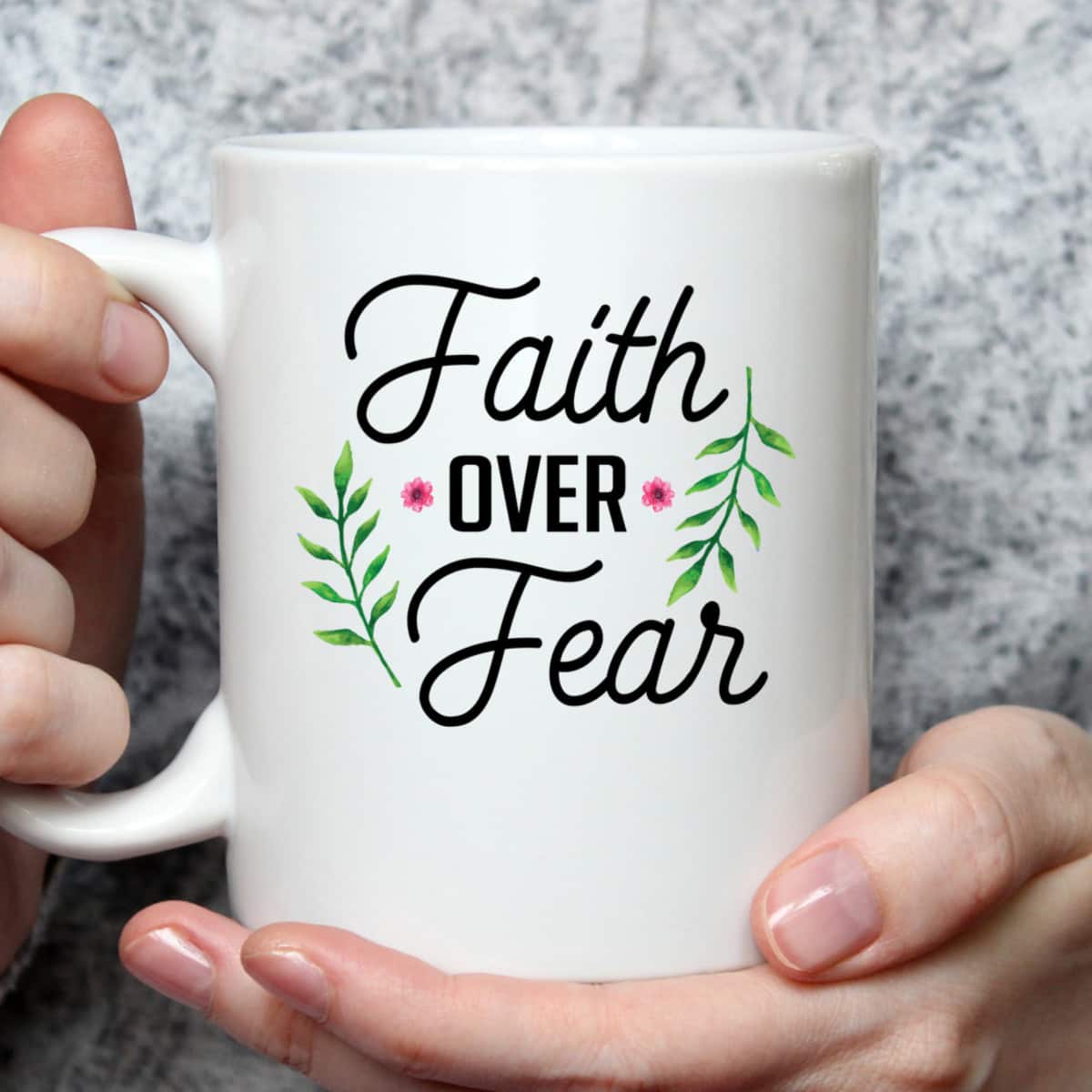Faith Over Fear T-Shirt Floral Christian Religion Gift