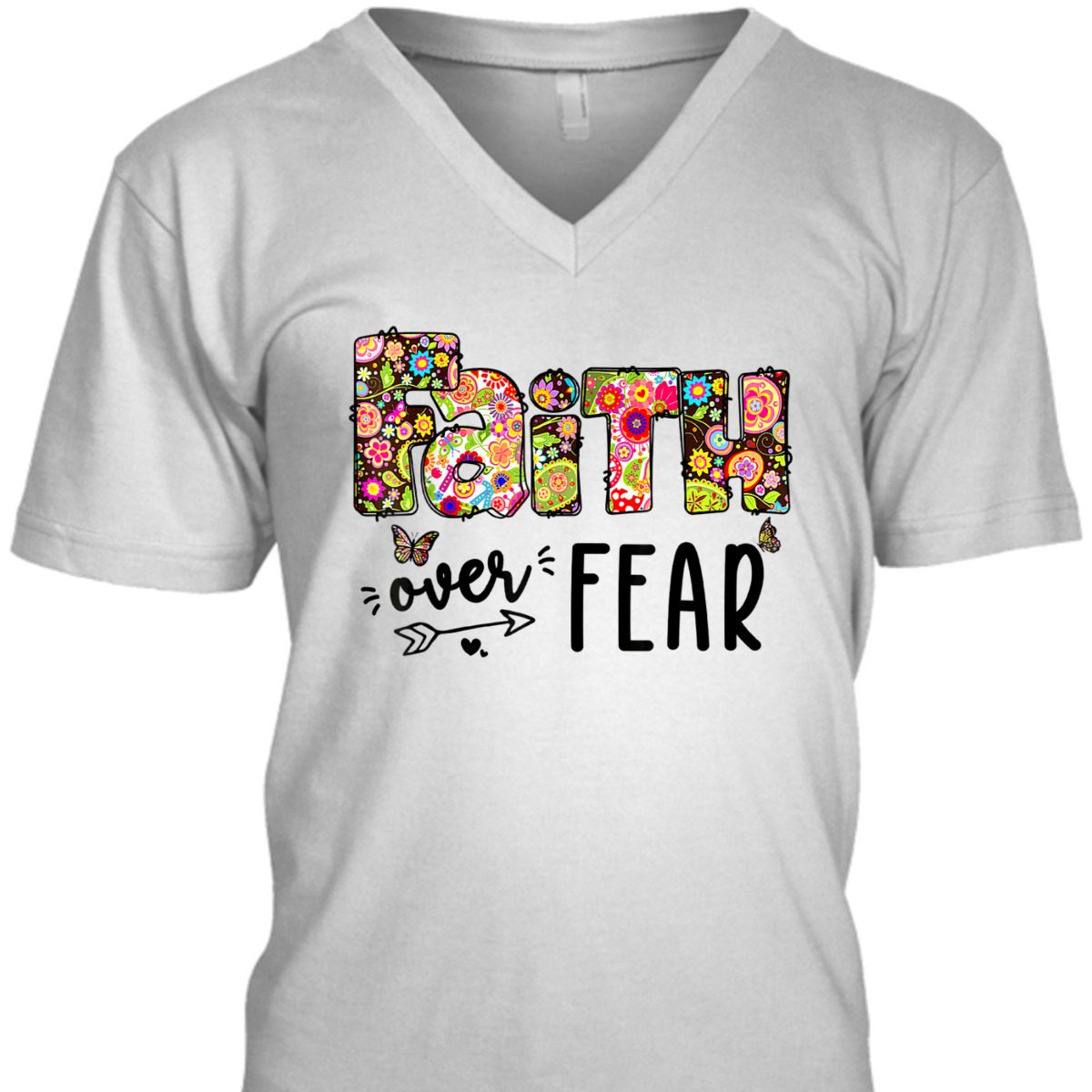 Jesus Faith Over Fear Inspiration Christian God Floral T-Shirt Jesus Faith Over Fear Inspiration Christian God Floral T-Shirt