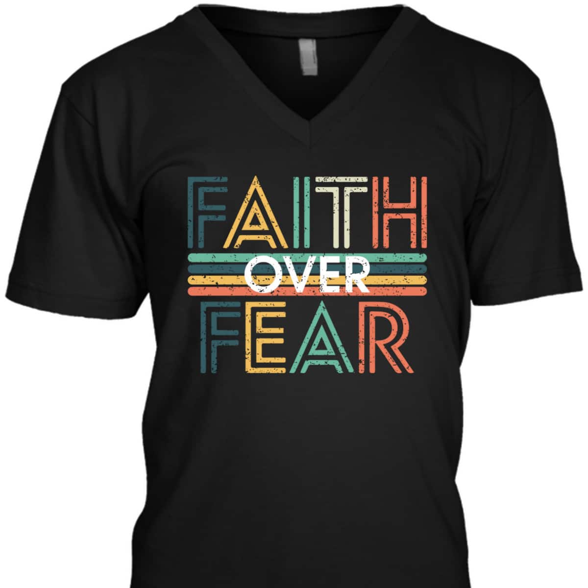 USA Flag Patriotic American Gift Faith Over Fear Prayer 4th Of July Independence Day T-Shirt