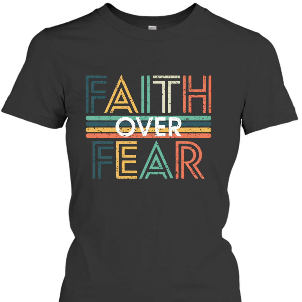 USA Flag Patriotic American Gift Faith Over Fear Prayer 4th Of July Independence Day T-Shirt