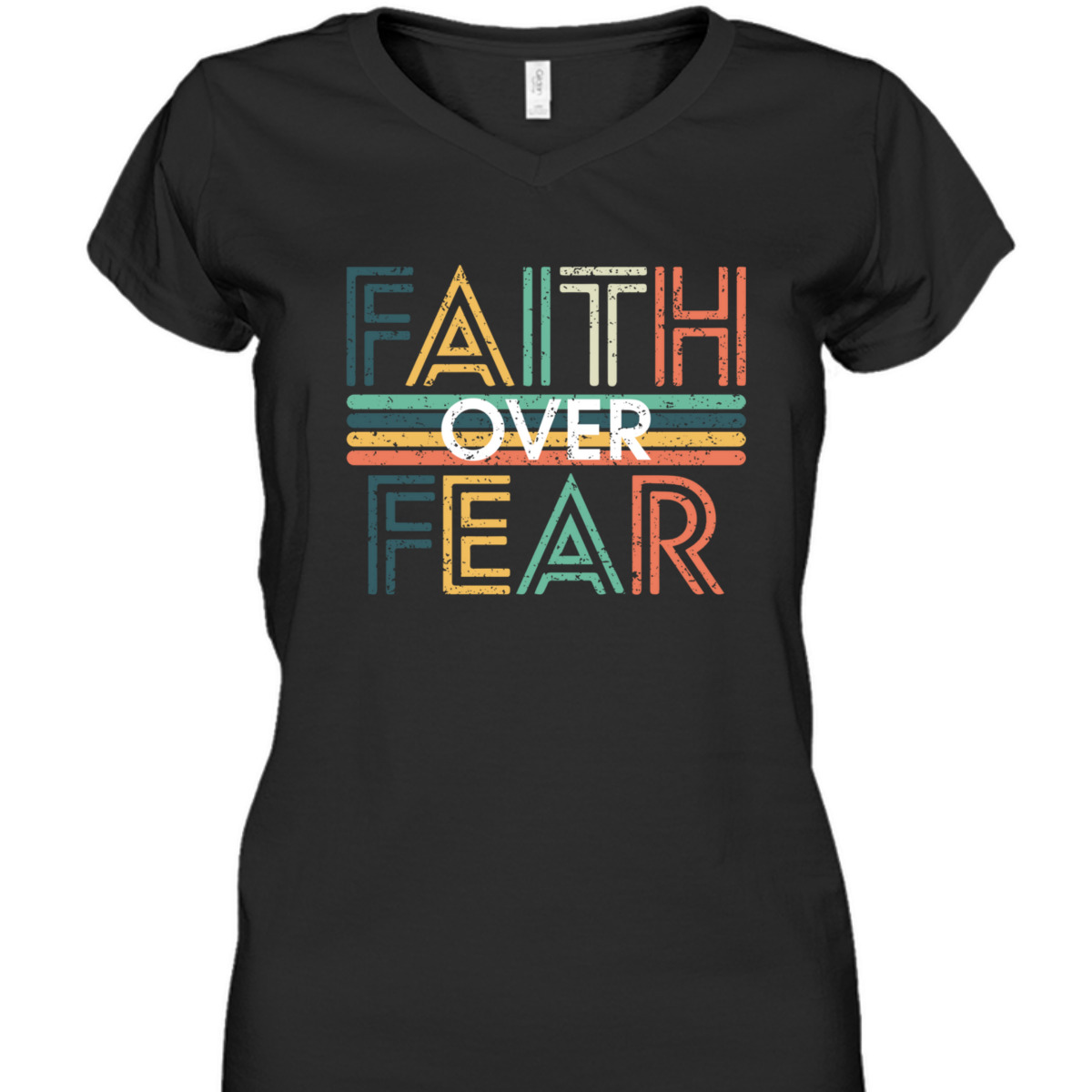 USA Flag Patriotic American Gift Faith Over Fear Prayer 4th Of July Independence Day T-Shirt