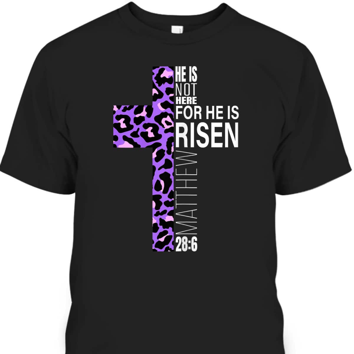 Cute Purple Christian Verse Cheetah Easter Day T-Shirt He Is Risen Cute Purple Christian Verse Cheetah Easter Day T-Shirt He Is Risen