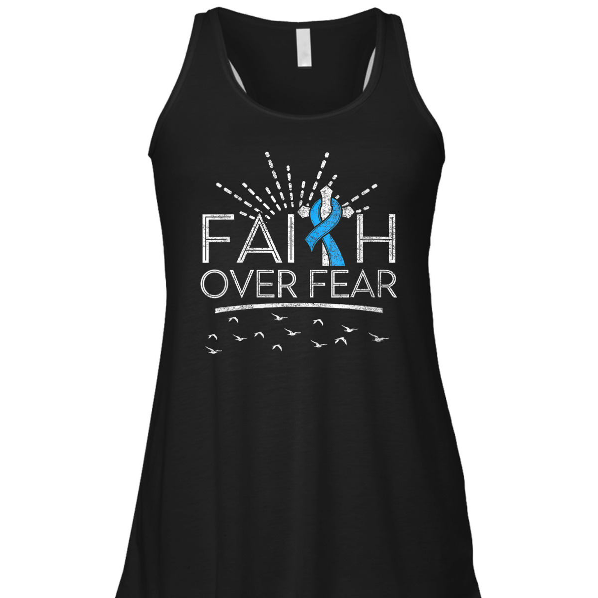 Christian Faith Over Fear Light Blue Ribbon Prostate Cancer T-Shirt Christian Faith Over Fear Light Blue Ribbon Prostate Cancer T-Shirt