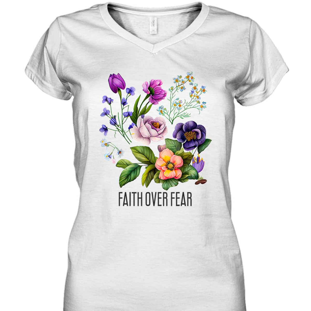 Faith Over Fear Christian Floral Summer Flowers T-Shirt
