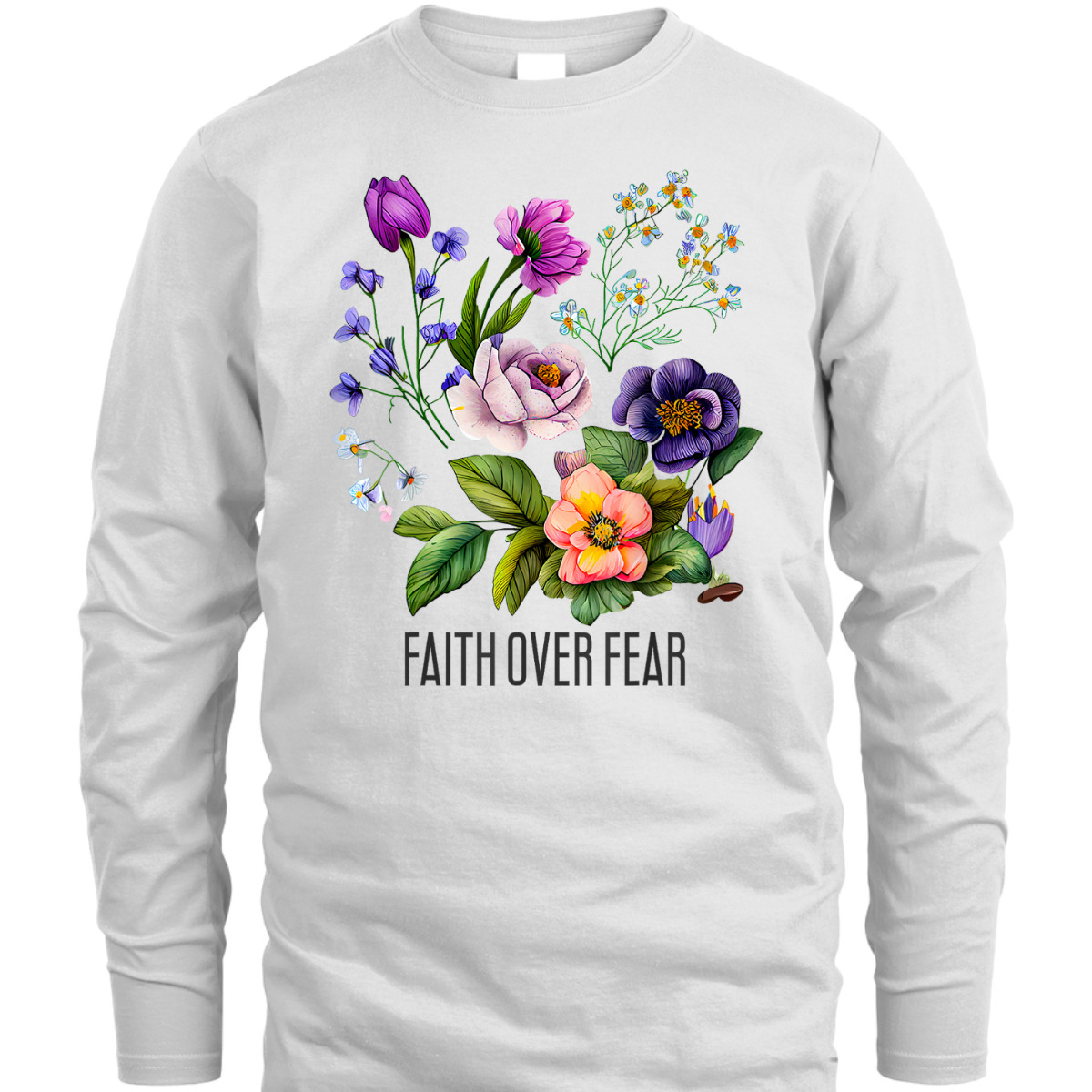 Faith Over Fear Christian Floral Summer Flowers T-Shirt