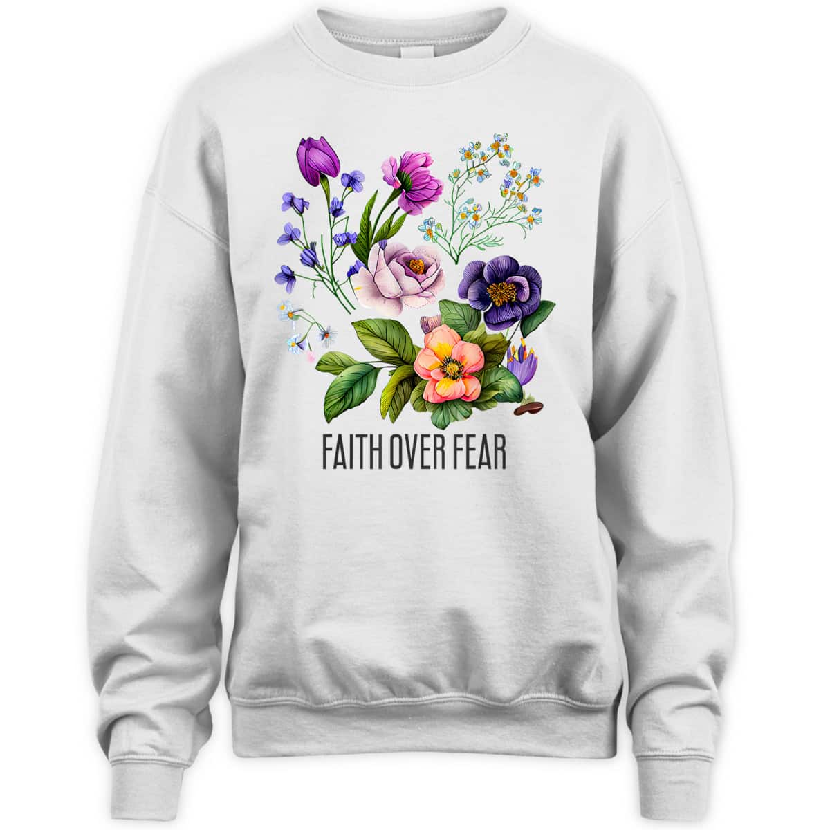 Faith Over Fear Christian Floral Summer Flowers T-Shirt