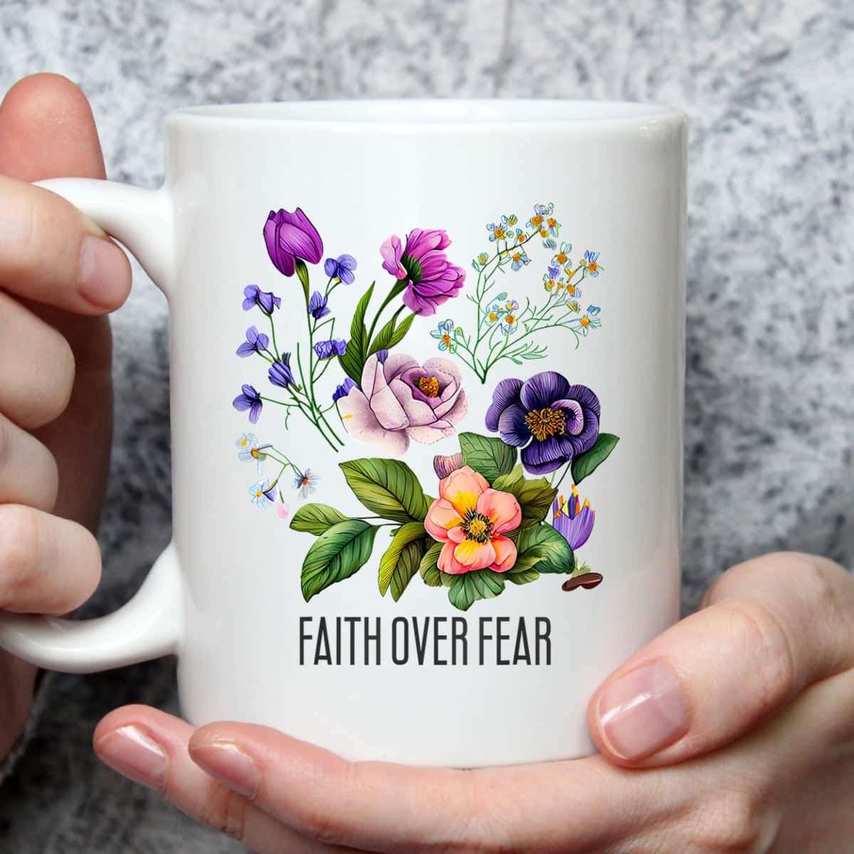 Faith Over Fear Christian Floral Summer Flowers T-Shirt