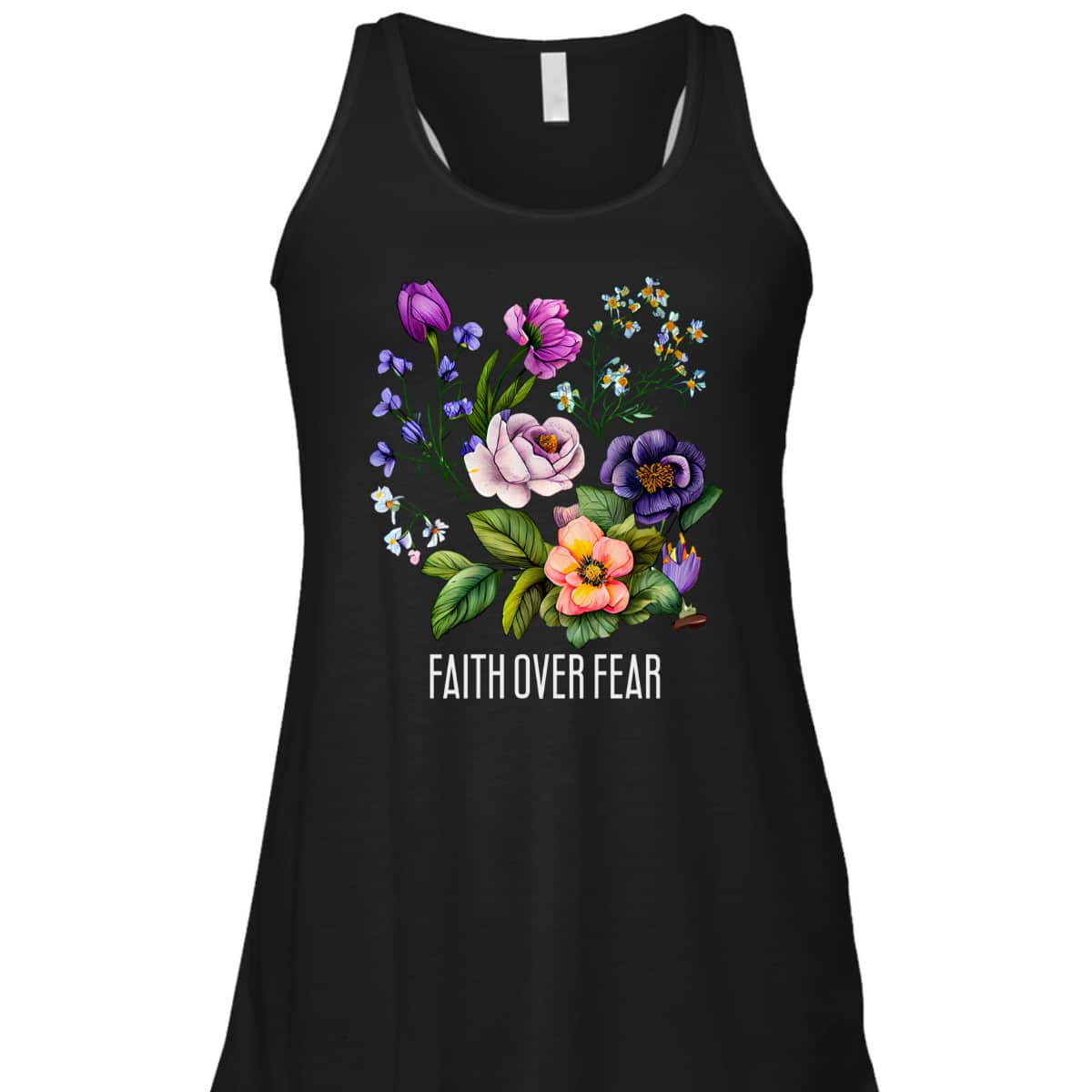 Faith Over Fear Floral Flowers Faith Religious T-Shirt
