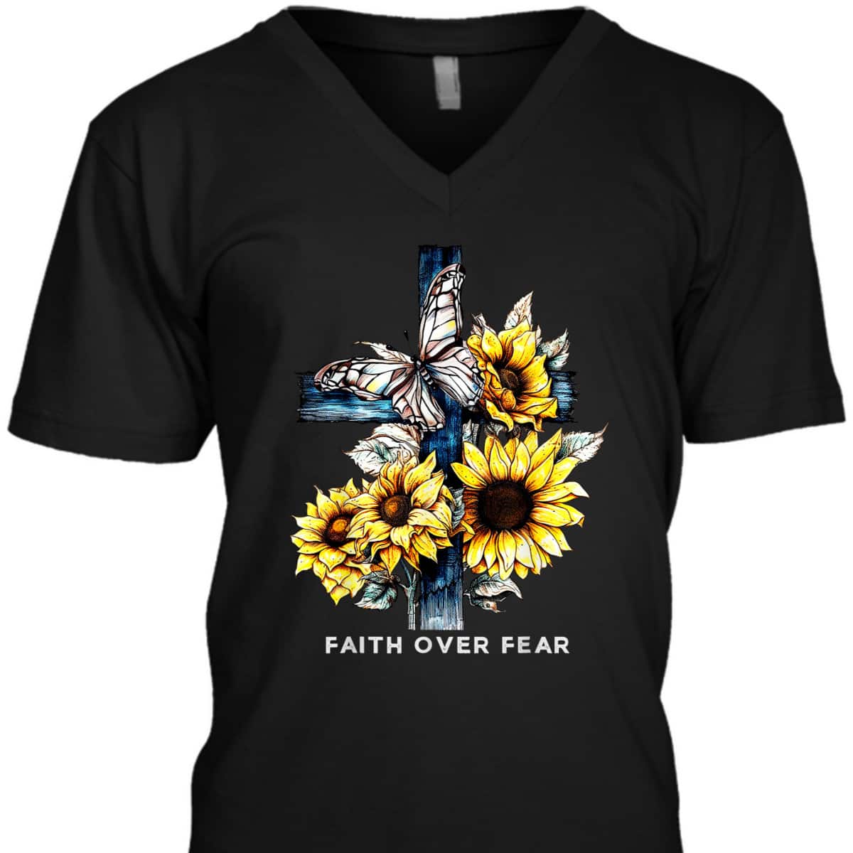 Faith Over Fear Sunflower Religious Faith T-Shirt
