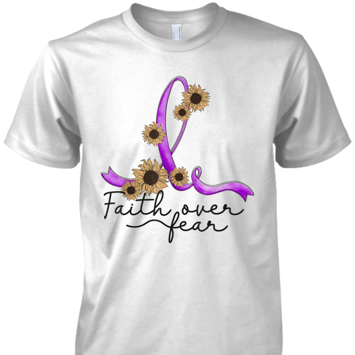 Epilepsy Awareness Sunflower Faith Over Fear Christian T-Shirt Epilepsy Awareness Sunflower Faith Over Fear Christian T-Shirt