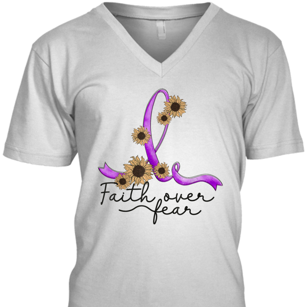 Epilepsy Awareness Sunflower Faith Over Fear Christian T-Shirt