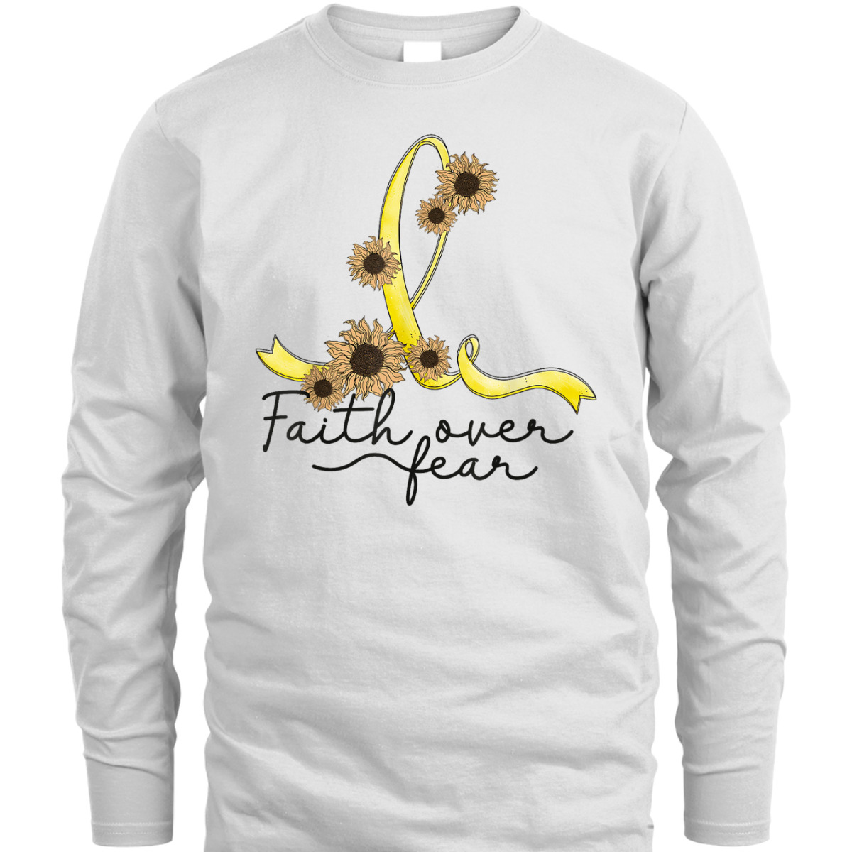 Endometriosis Awareness Sunflower Faith Over Fear Christian T-Shirt