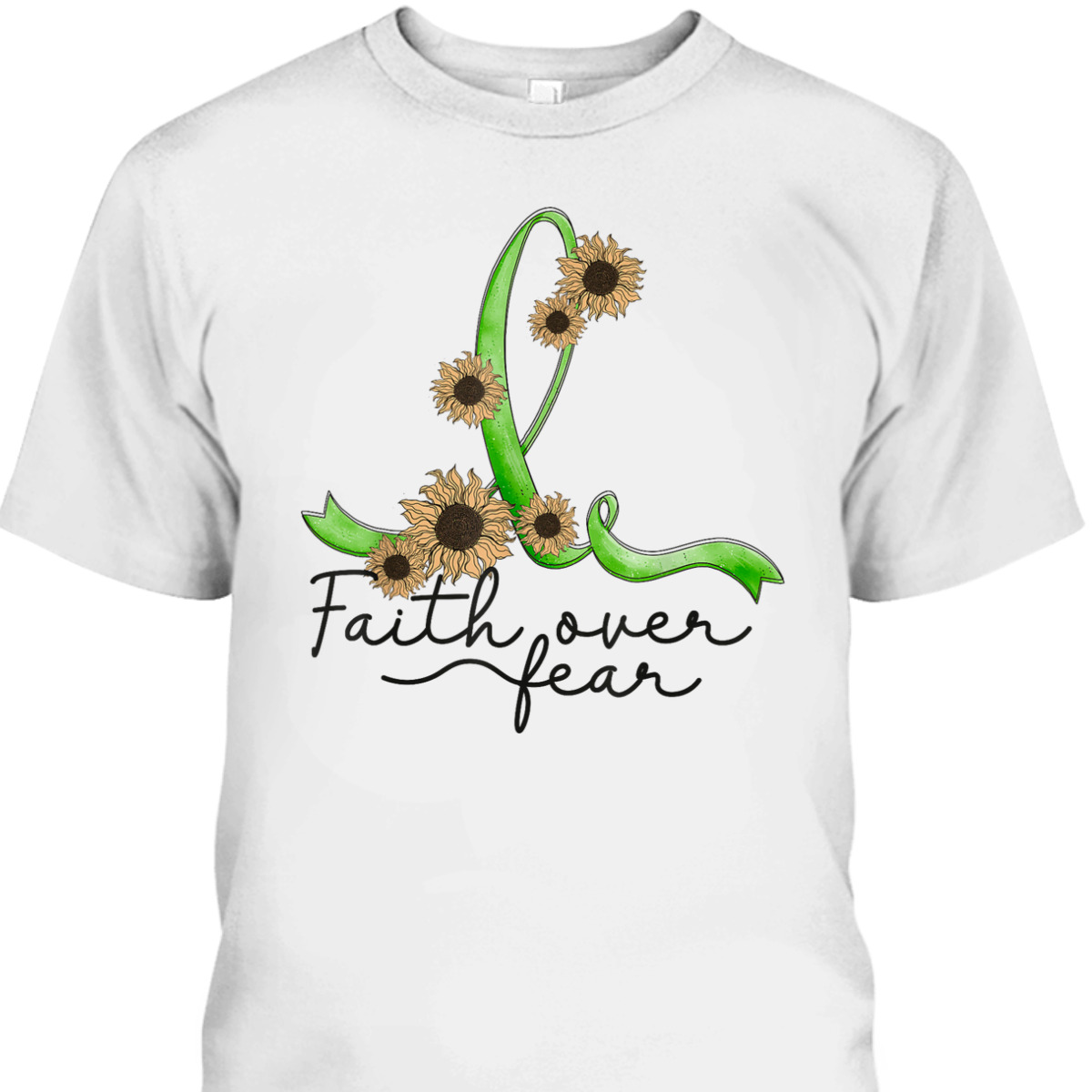Gastroparesis Awareness Sunflower Faith Over Fear Christian T-Shirt Gastroparesis Awareness Sunflower Faith Over Fear Christian T-Shirt