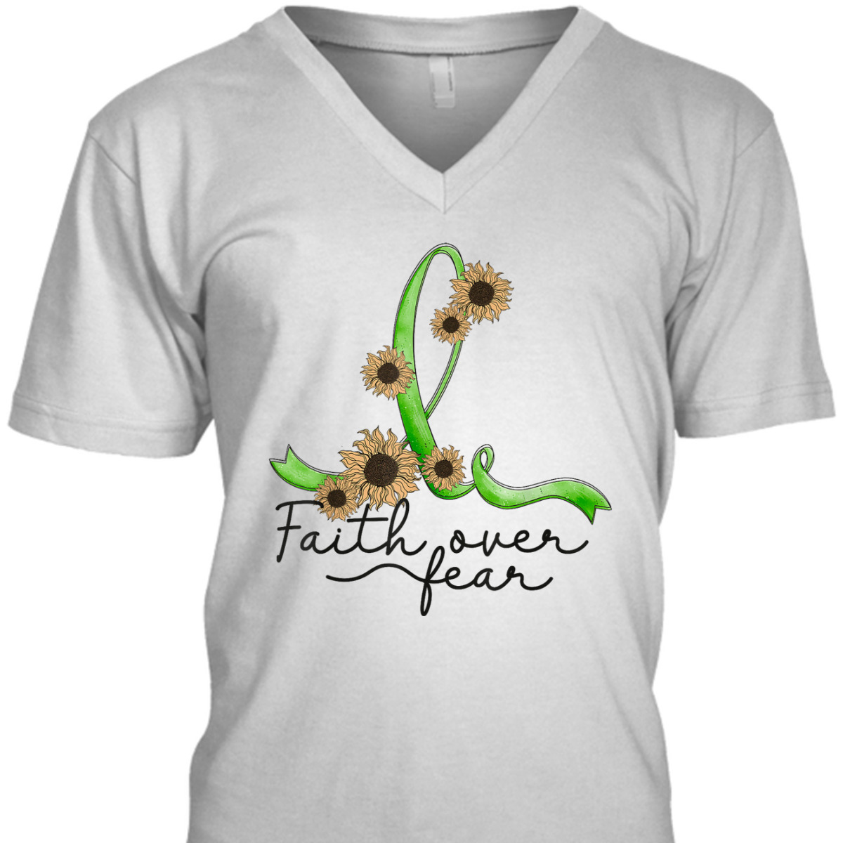 Gastroparesis Awareness Sunflower Faith Over Fear Christian T-Shirt
