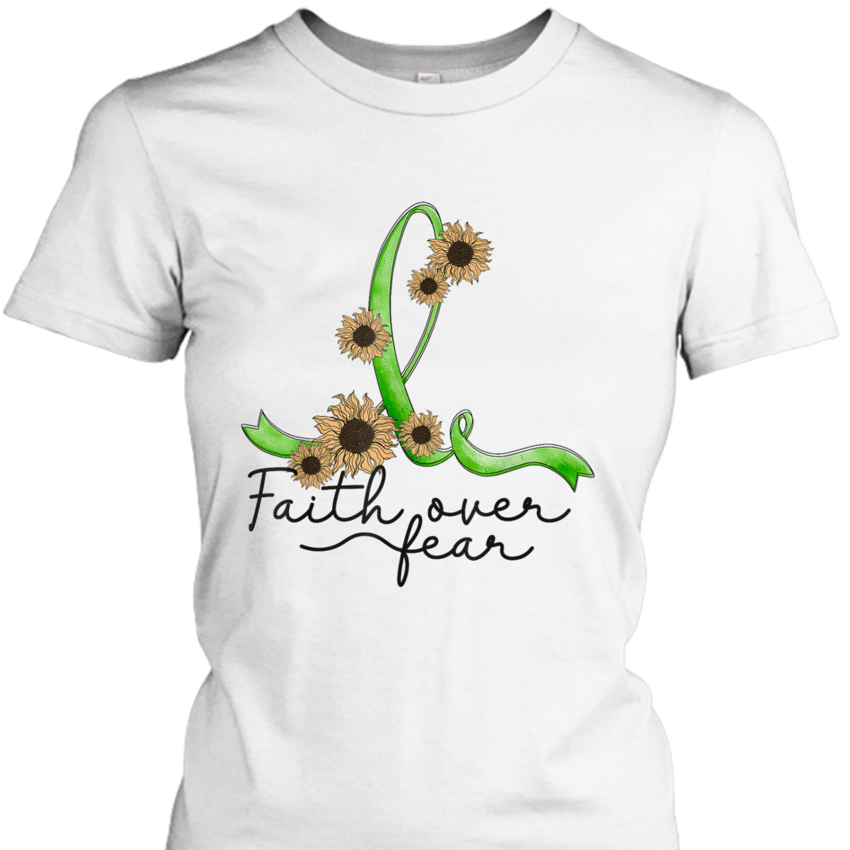 Gastroparesis Awareness Sunflower Faith Over Fear Christian T-Shirt Gastroparesis Awareness Sunflower Faith Over Fear Christian T-Shirt