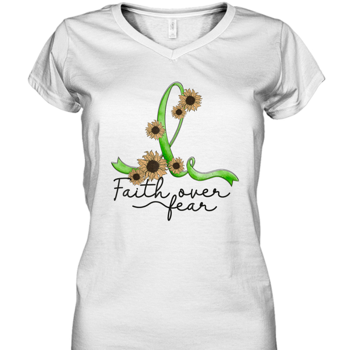 Gastroparesis Awareness Sunflower Faith Over Fear Christian T-Shirt Gastroparesis Awareness Sunflower Faith Over Fear Christian T-Shirt