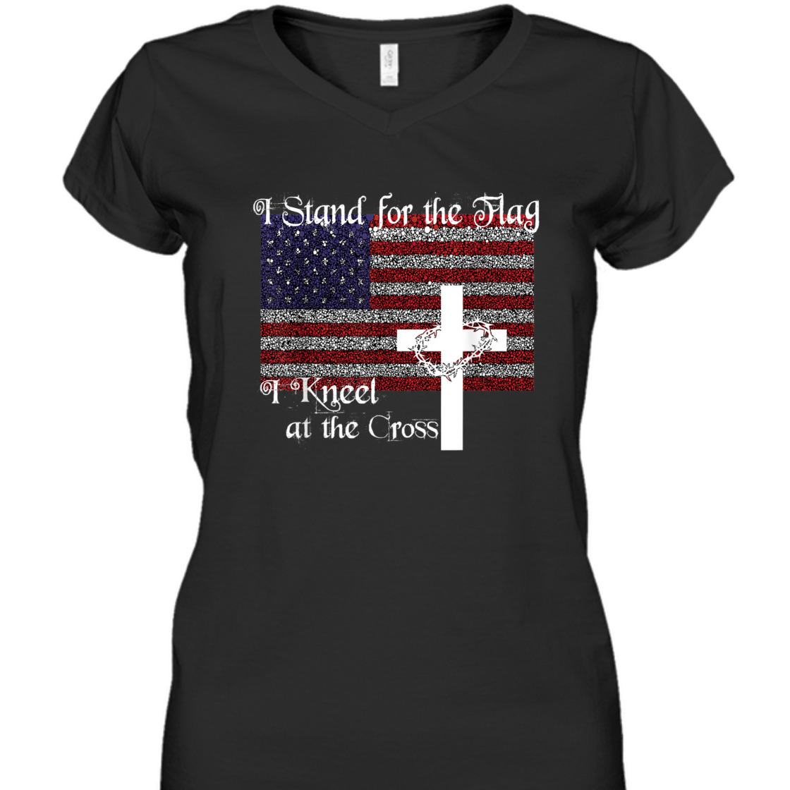 Stand For The Flag I Kneel At The Cross US Patriotic Christian T-Shirt Stand For The Flag I Kneel At The Cross US Patriotic Christian T-Shirt