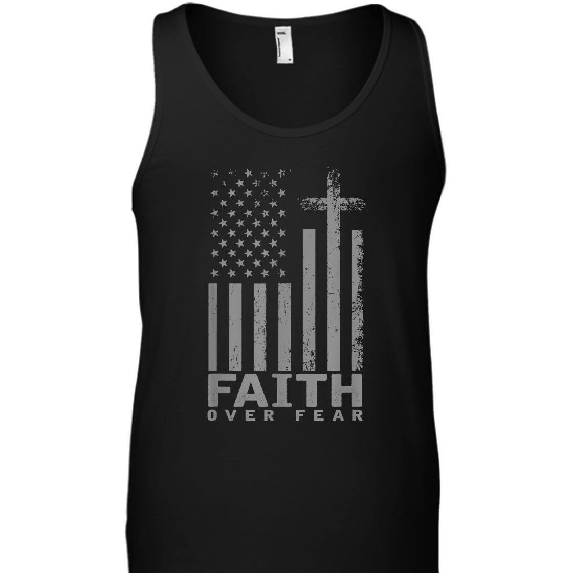 America Pride US Flag With Cross Faith Over Fear T-Shirt