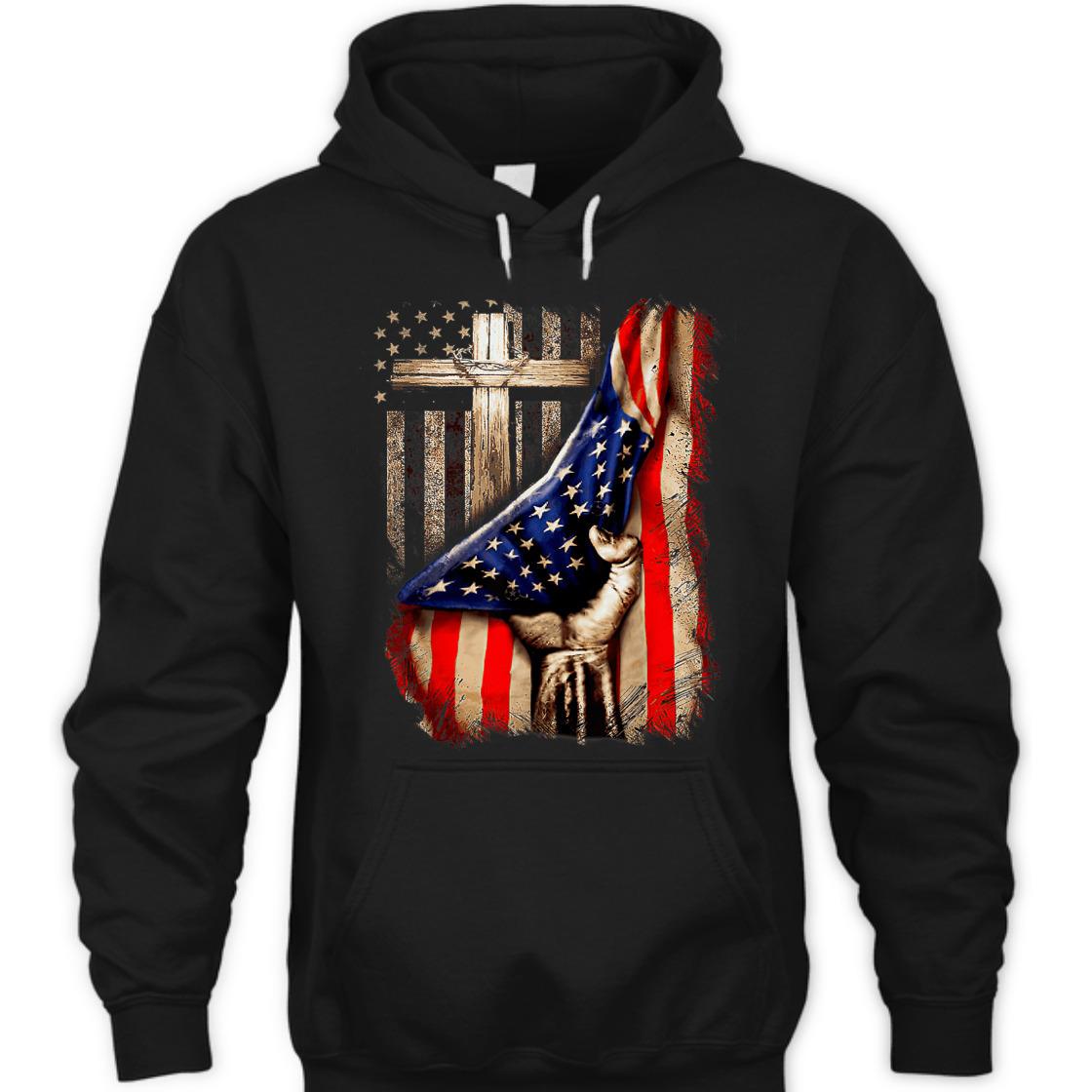 4th Of July Gift Christian Cross And American Flag Christian Patriotic T-Shirt 4th Of July Gift Christian Cross And American Flag Christian Patriotic T-Shirt