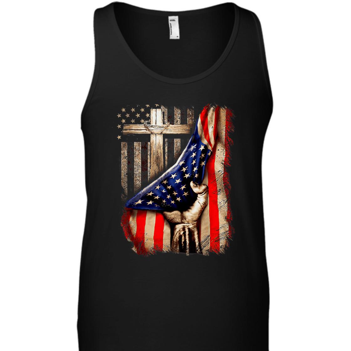 4th Of July Gift Christian Cross And American Flag Christian Patriotic T-Shirt 4th Of July Gift Christian Cross And American Flag Christian Patriotic T-Shirt