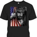 4th Of July Independence Day Gift American Flag And Jesus Amazing Gift For Jesus Lovers T-Shirt