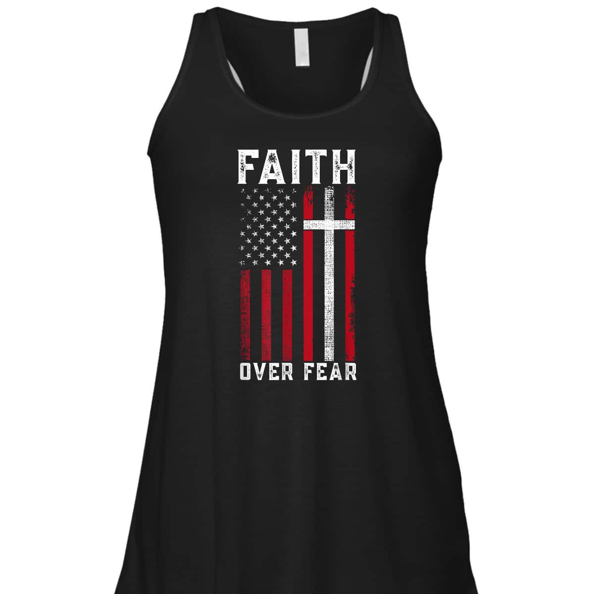 Inspirational Faith Over Fear USA Flag Christian Cross July Fourth T-Shirt Inspirational Faith Over Fear USA Flag Christian Cross July Fourth T-Shirt