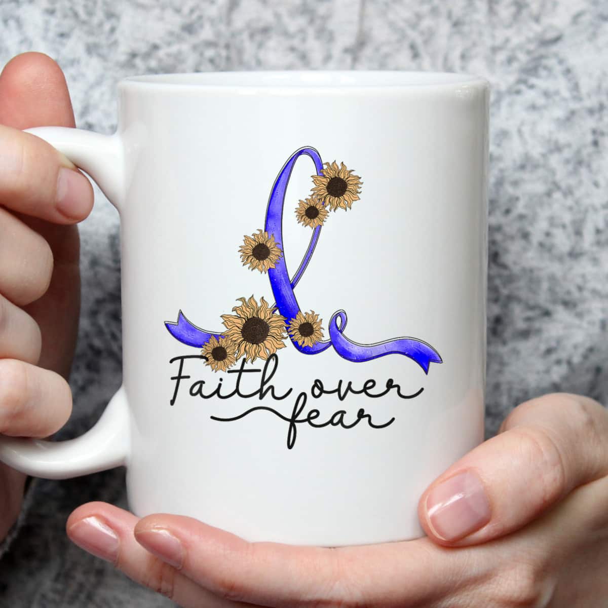 Ataxia Awareness Sunflower Faith Over Fear T-Shirt Ataxia Awareness Sunflower Faith Over Fear T-Shirt