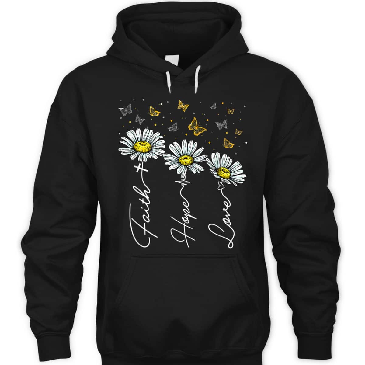Faith Hope Love Daisy Butterflies Jesus Christian Religious T-Shirt Faith Hope Love Daisy Butterflies Jesus Christian Religious T-Shirt