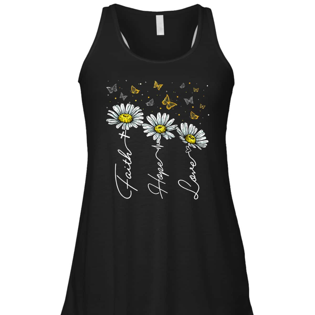Faith Hope Love Daisy Butterflies Jesus Christian Religious T-Shirt Faith Hope Love Daisy Butterflies Jesus Christian Religious T-Shirt