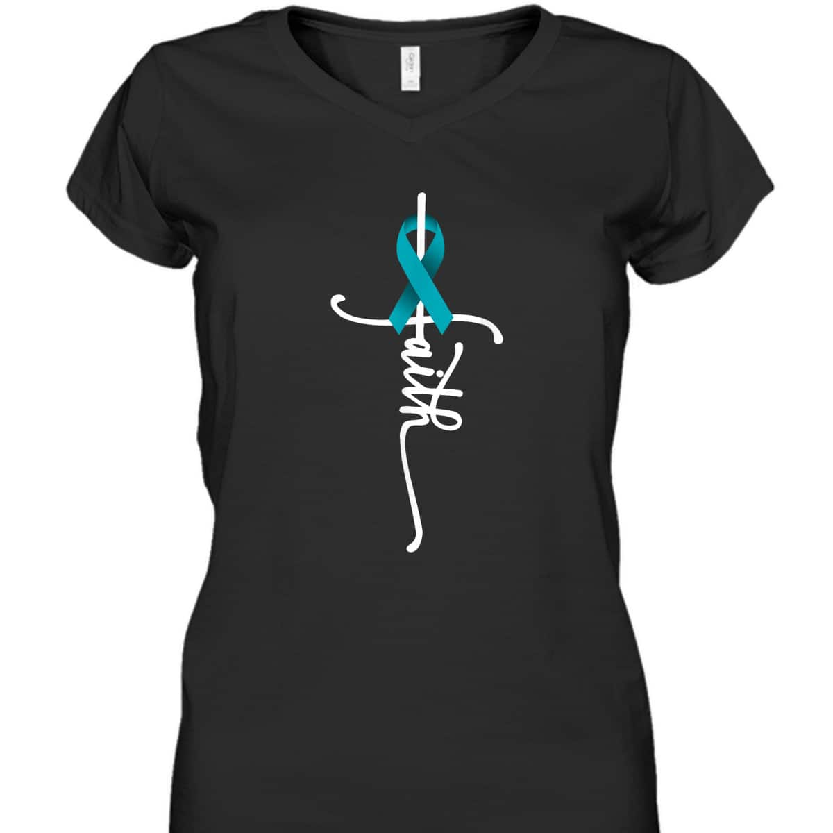 Ovarian Cancer Faith Christian T-Shirt Ovarian Cancer Awareness Support