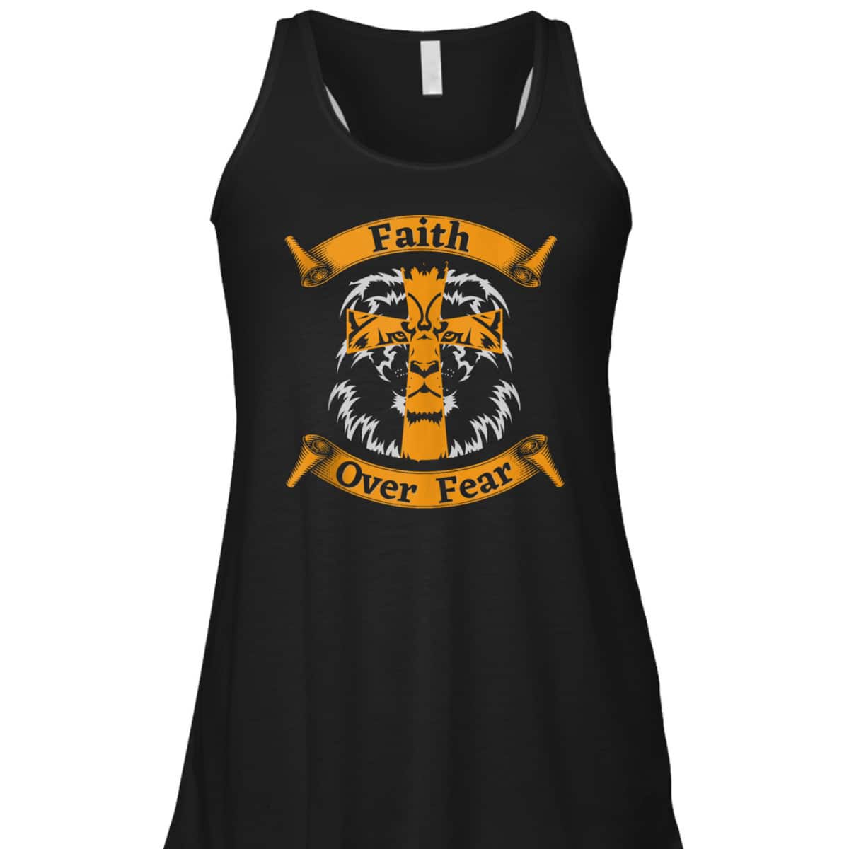 Faith Over Fear T-Shirt With Christian Cross And Lion Of Judah Faith Over Fear T-Shirt With Christian Cross And Lion Of Judah