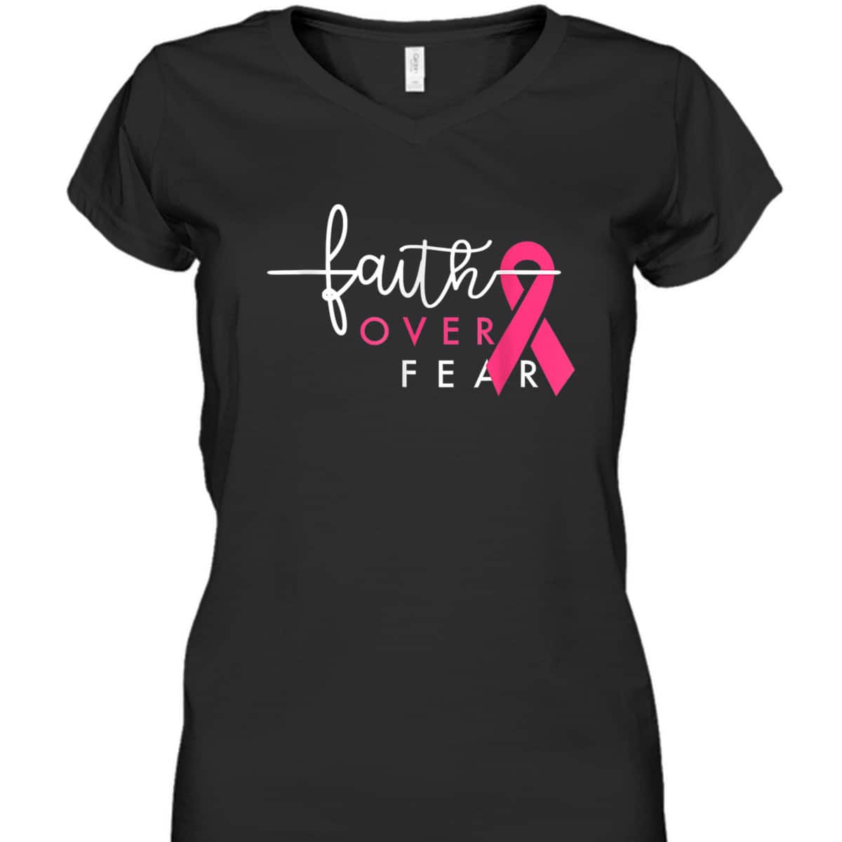 Christian Faith Over Fear Pink Ribbon Breast Cancer Warrior T-Shirt Christian Faith Over Fear Pink Ribbon Breast Cancer Warrior T-Shirt