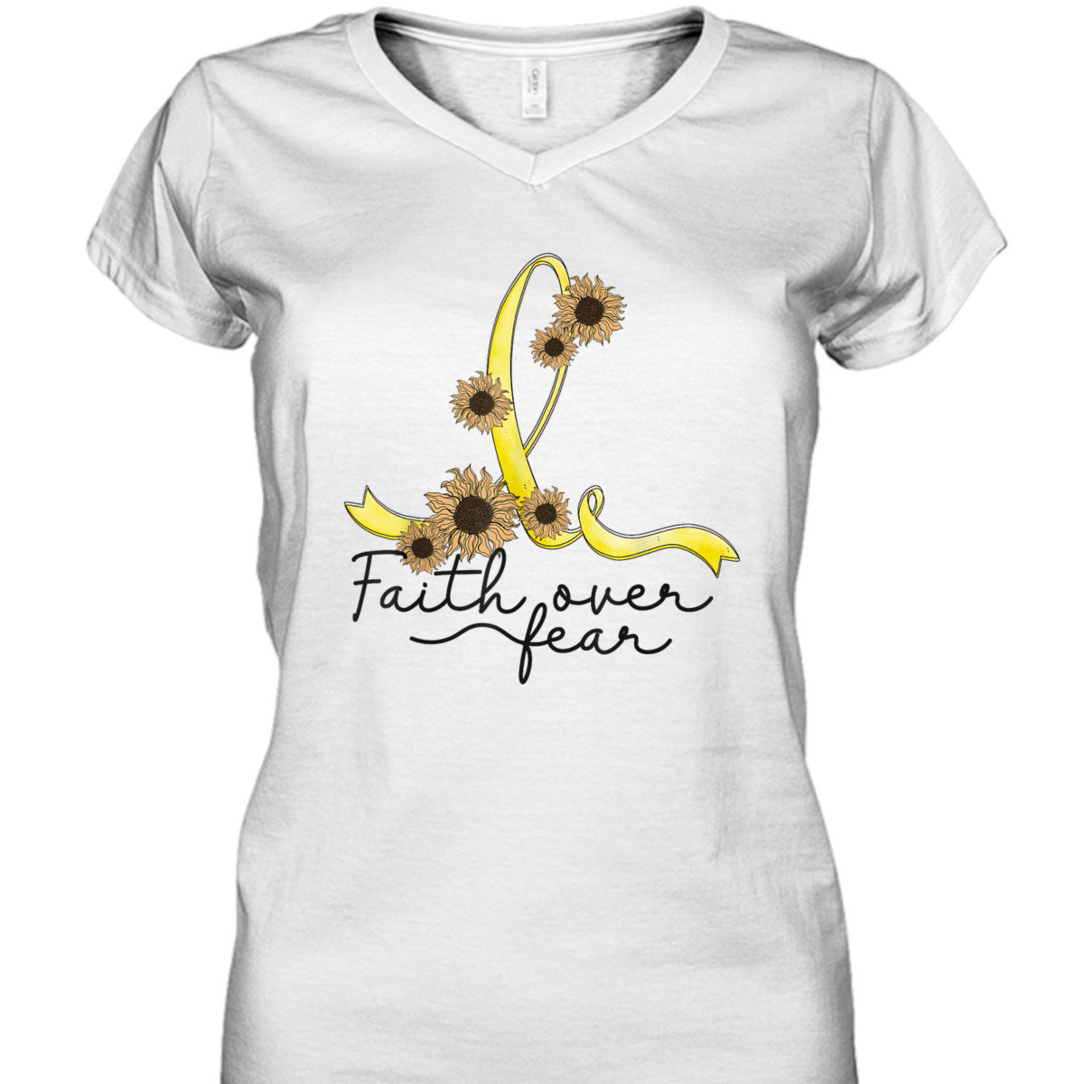 Bone Cancer Awareness Sunflower Faith Over Fear T-Shirt Bone Cancer Awareness Sunflower Faith Over Fear T-Shirt
