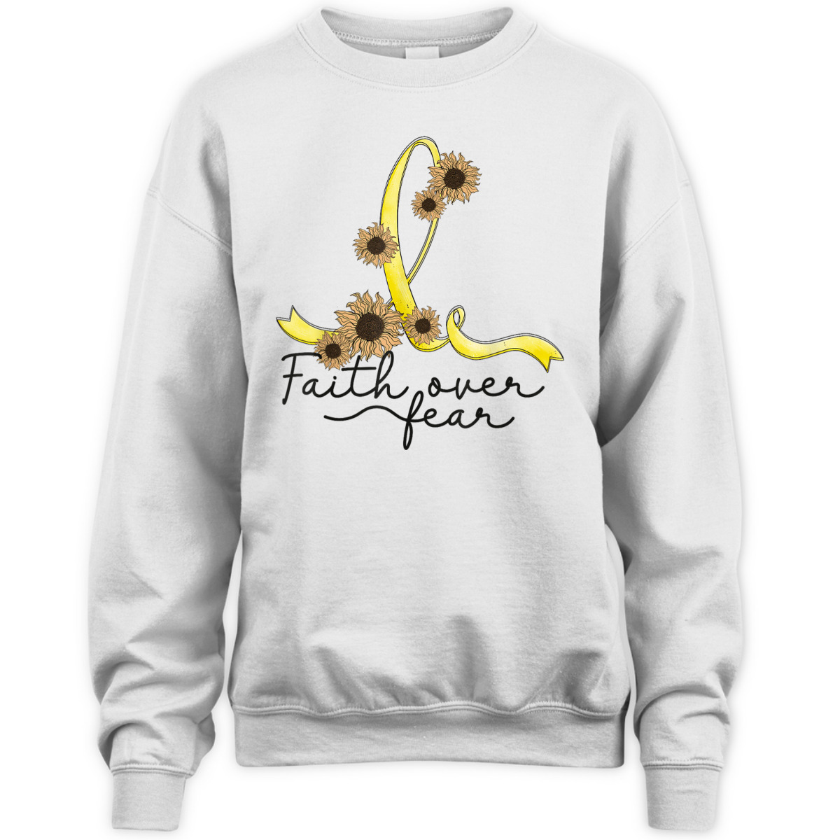 Bone Cancer Awareness Sunflower Faith Over Fear T-Shirt Bone Cancer Awareness Sunflower Faith Over Fear T-Shirt