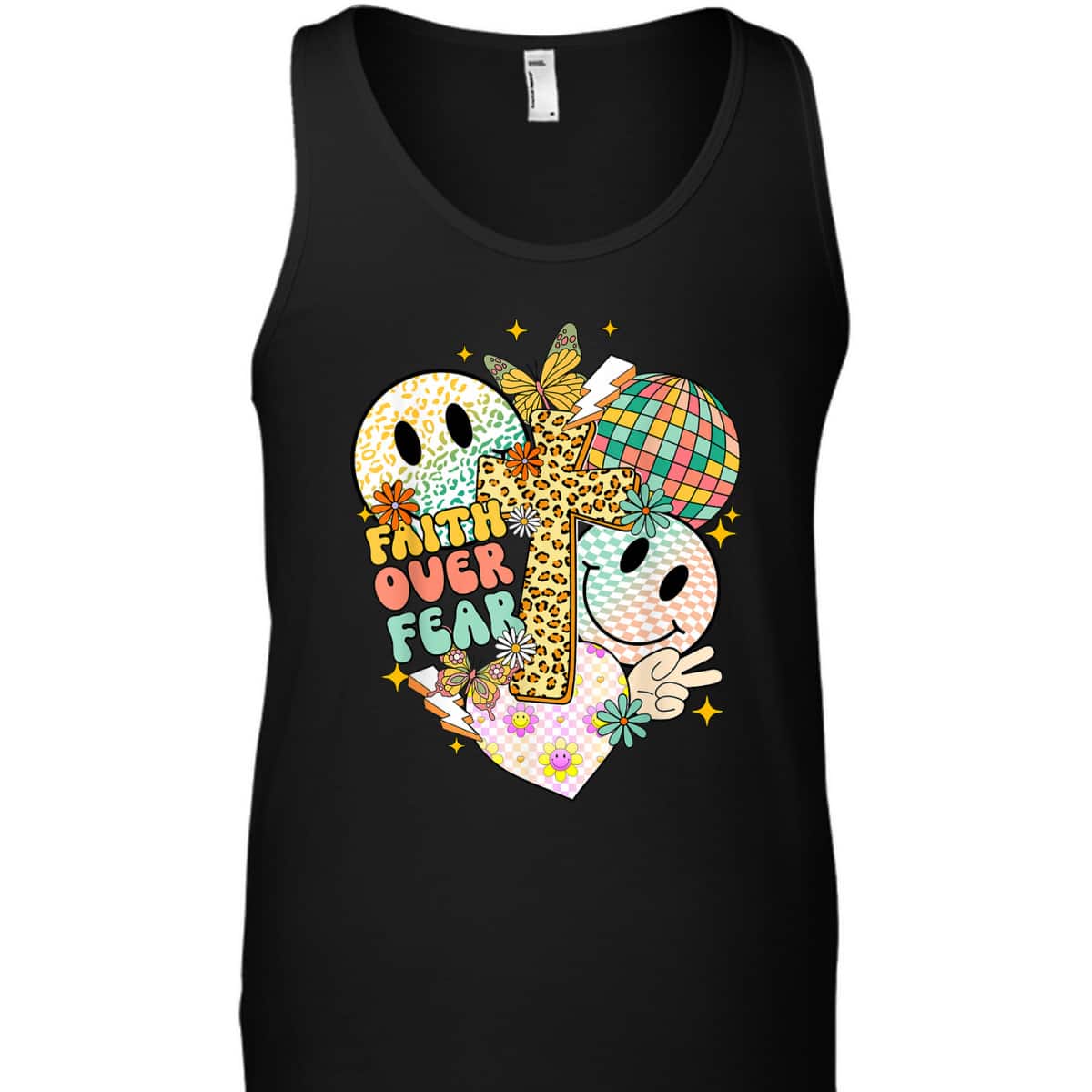 Faith Over Fear Cute Smiling Face Christian Faith T-Shirt Faith Over Fear Cute Smiling Face Christian Faith T-Shirt