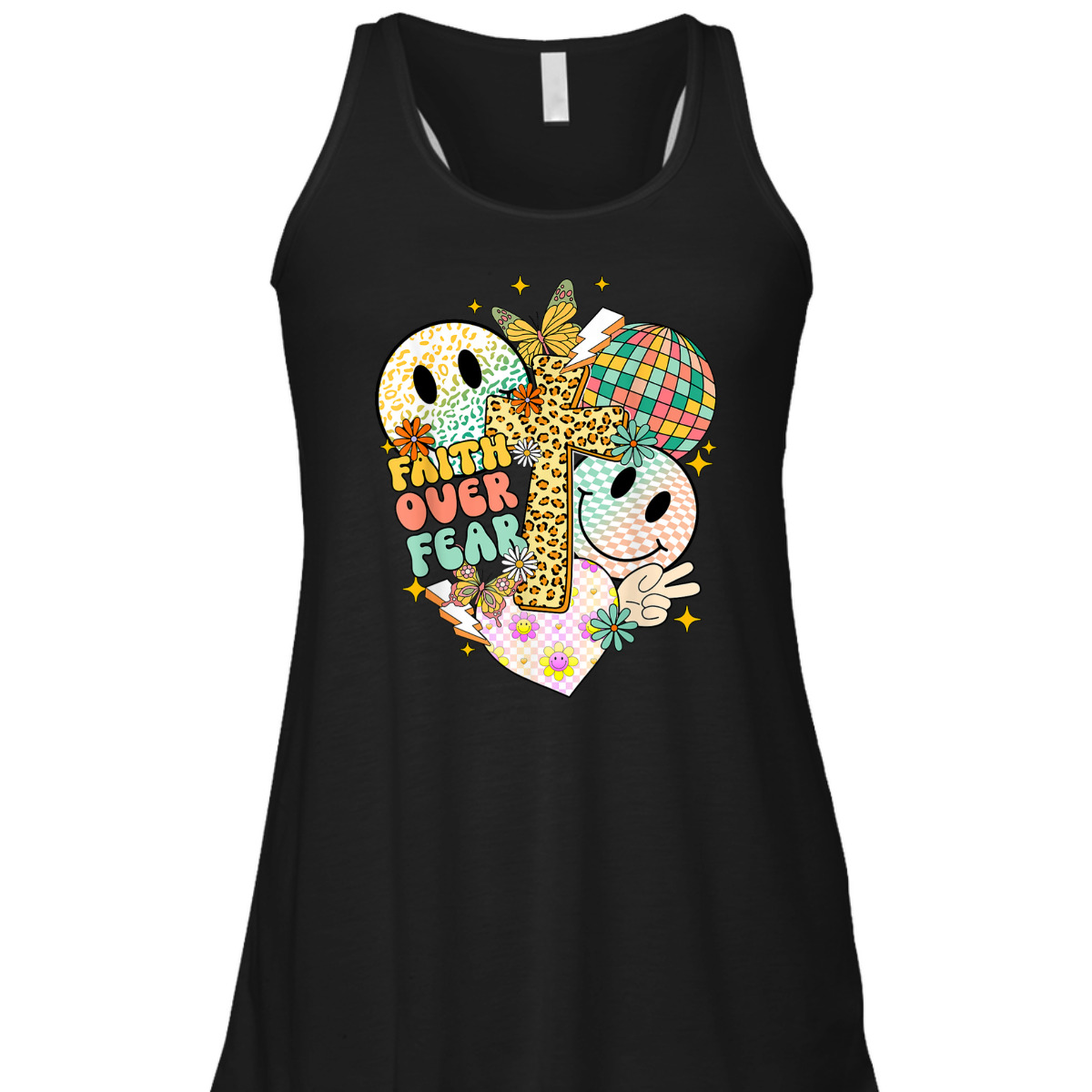 Faith Over Fear Cute Smiling Face Christian Faith T-Shirt Faith Over Fear Cute Smiling Face Christian Faith T-Shirt