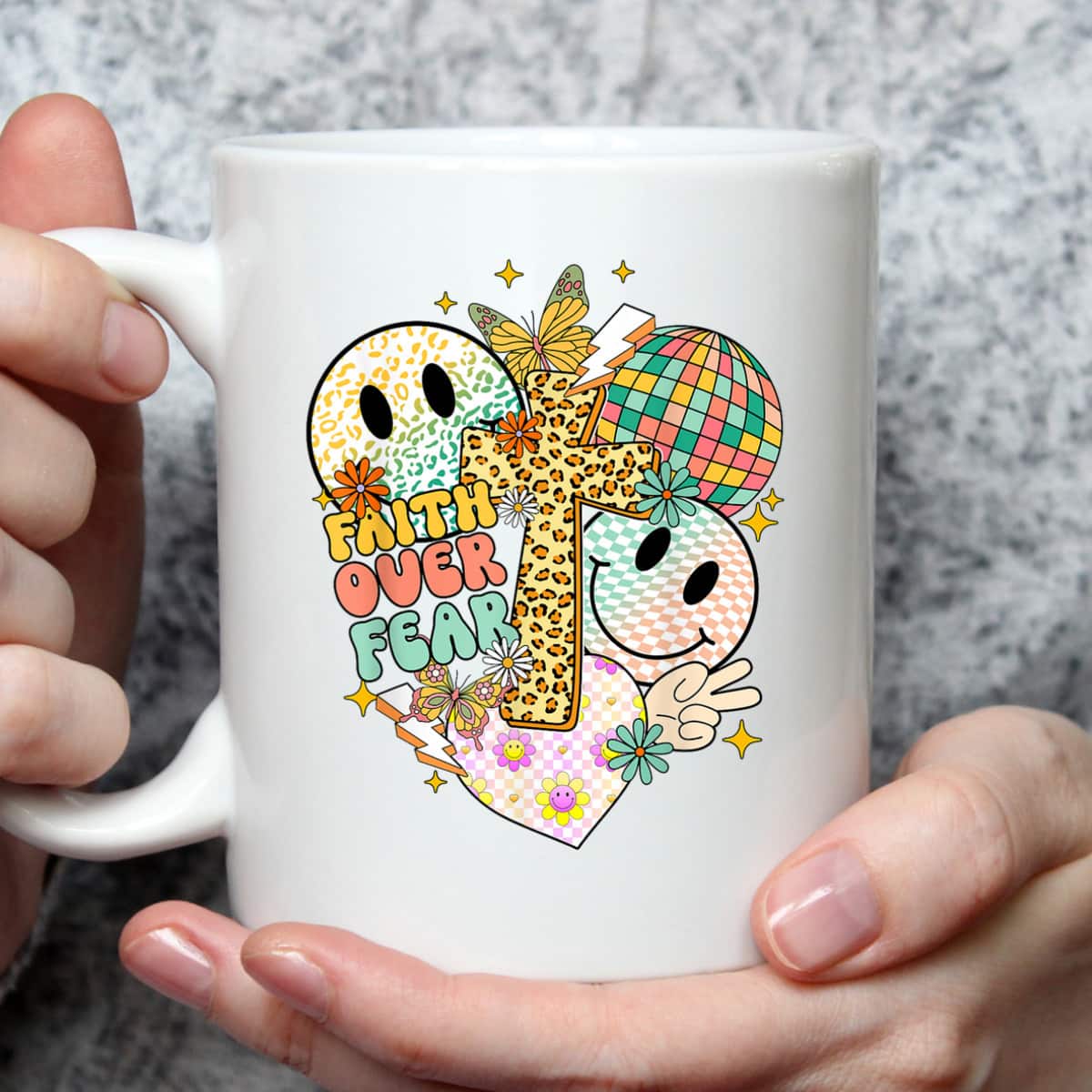 Faith Over Fear Cute Smiling Face Christian Faith T-Shirt Faith Over Fear Cute Smiling Face Christian Faith T-Shirt