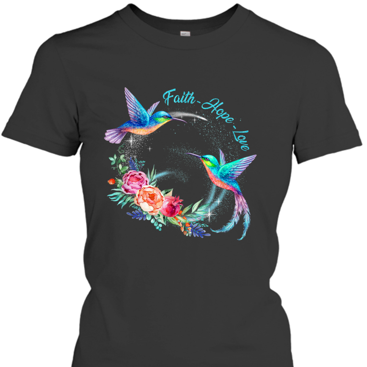 Vintage Hummingbirds Christian T-Shirt Faith Hope Love Vintage Hummingbirds Christian T-Shirt Faith Hope Love