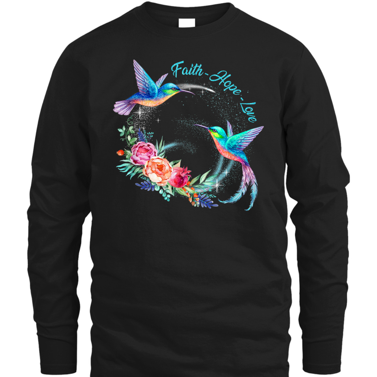 Vintage Hummingbirds Christian T-Shirt Faith Hope Love Vintage Hummingbirds Christian T-Shirt Faith Hope Love