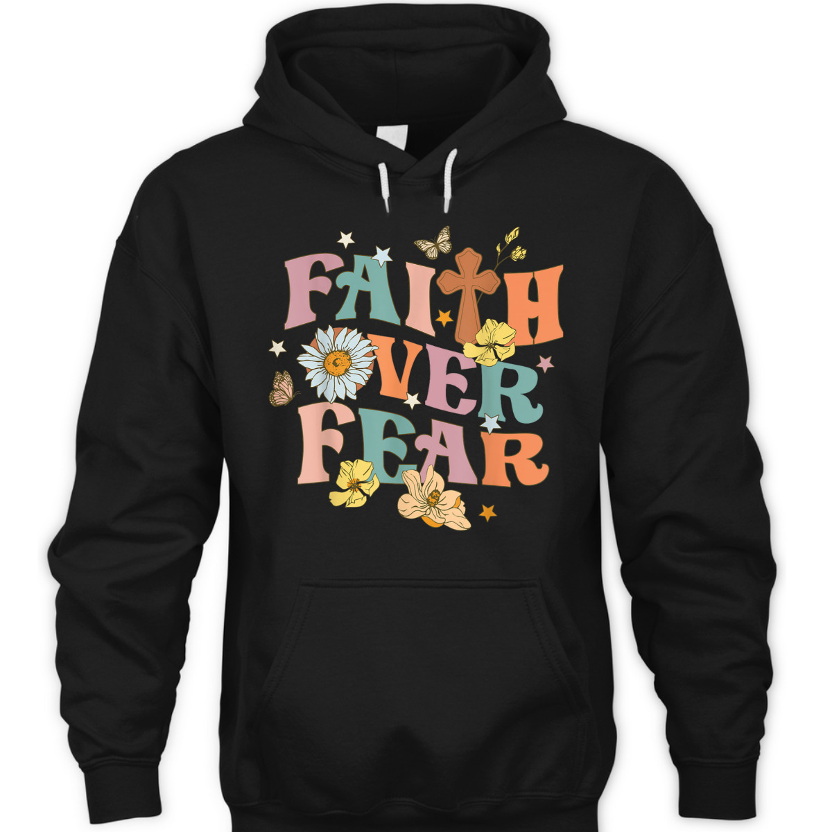 Faith Over Fear Christian Flowers Butterflies Religious T-Shirt Faith Over Fear Christian Flowers Butterflies Religious T-Shirt
