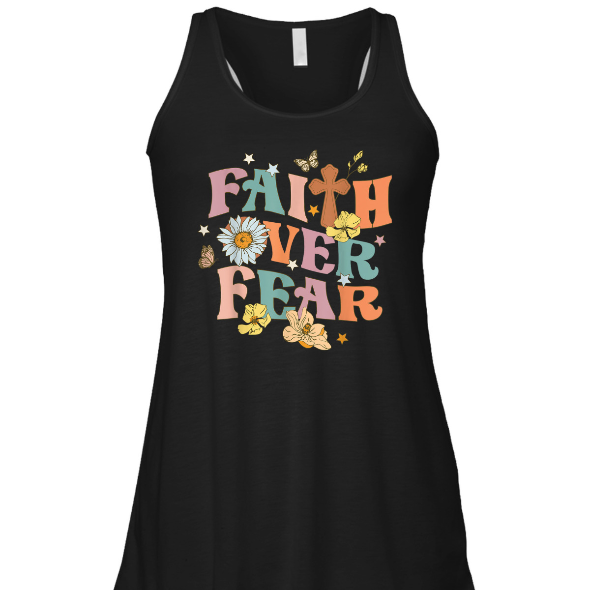 Faith Over Fear Christian Flowers Butterflies Religious T-Shirt Faith Over Fear Christian Flowers Butterflies Religious T-Shirt