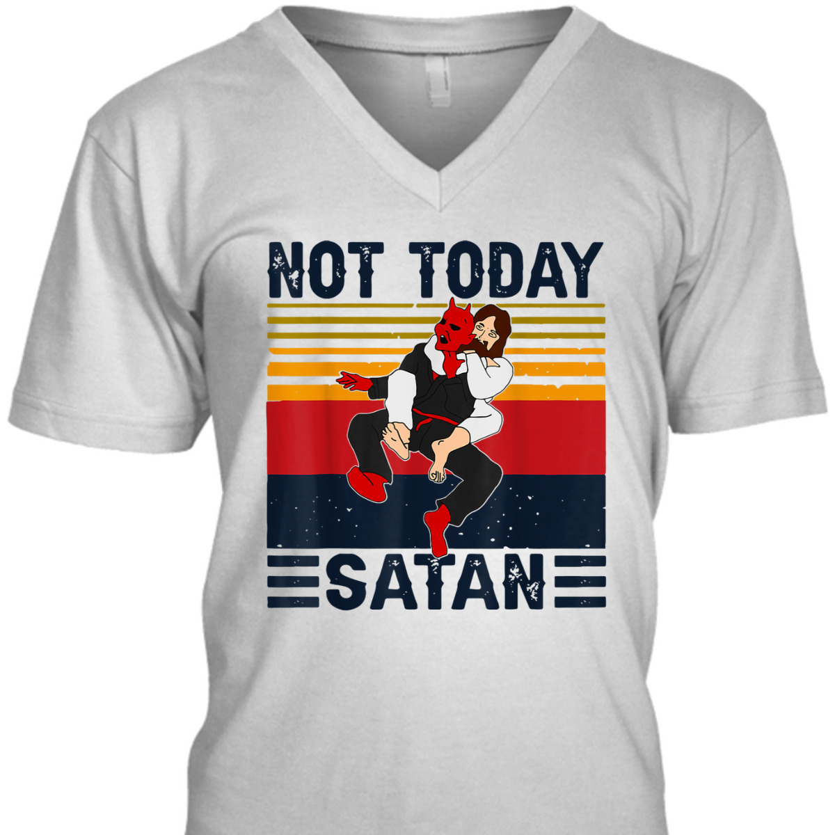Not Today Satan Christian Funny T-Shirt Jesus Karate Kung Fu Fighting Satan