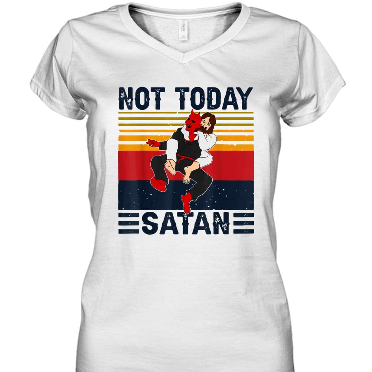 Not Today Satan Christian Funny T-Shirt Jesus Karate Kung Fu Fighting Satan
