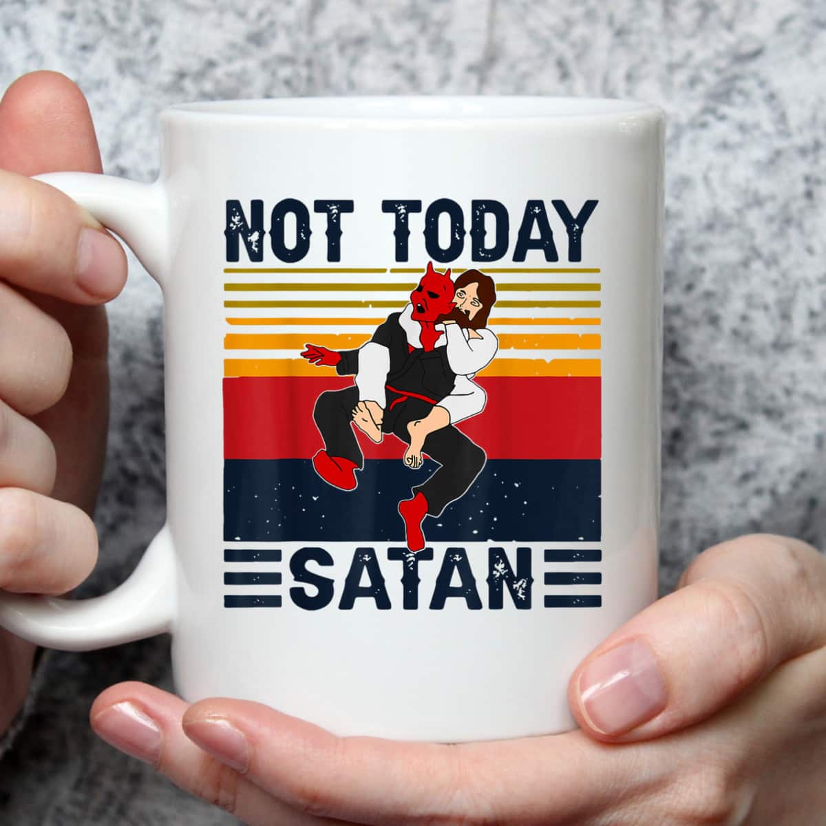 Not Today Satan Christian Funny T-Shirt Jesus Karate Kung Fu Fighting Satan